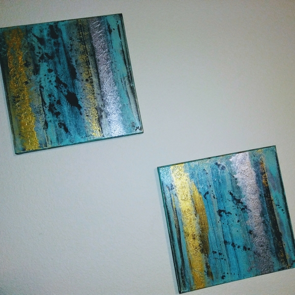 Pair of 12" X 12" OOAK PAINTINGS - Picture 4 of 4